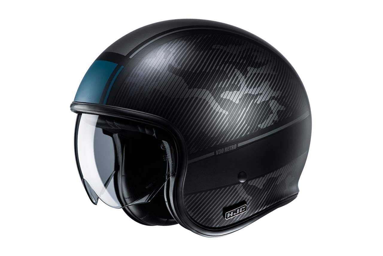 HJC Unisex V30 ALPI motorradhelm, schwarz anthracitz blau, S von HJC Helmets
