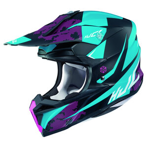 HJC i50 Tona MC2SF Crosshelm Matt Schwarz Tuerkis Lila von HJC