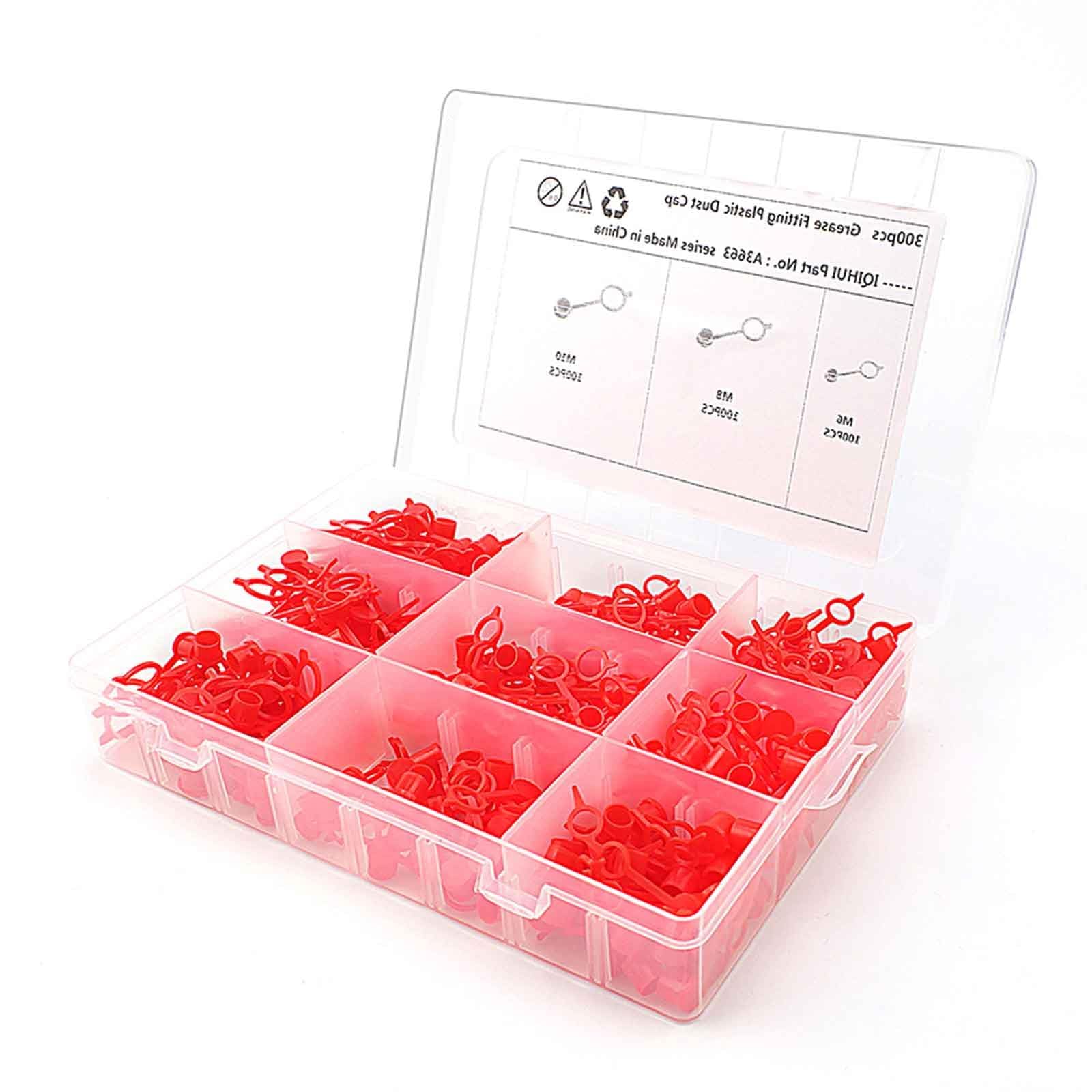HJIAMA Schmiernippel Kappen 300 Stück Schmiernippel Schutzkappe Rot 3 Spezifikationen Polyethylenmaterial Schmiernippel mit Aufbewahrungsbox für Autos und Motorräder HJIAMA Schmiernippel Kappen 300 Stück Schmiernippel Schutzkappe Rot 3 Spezifikationen Polyethylenmaterial Schmiernippel mit Aufbewahrungsbox für Autos und Motorräder von HJIAMA
