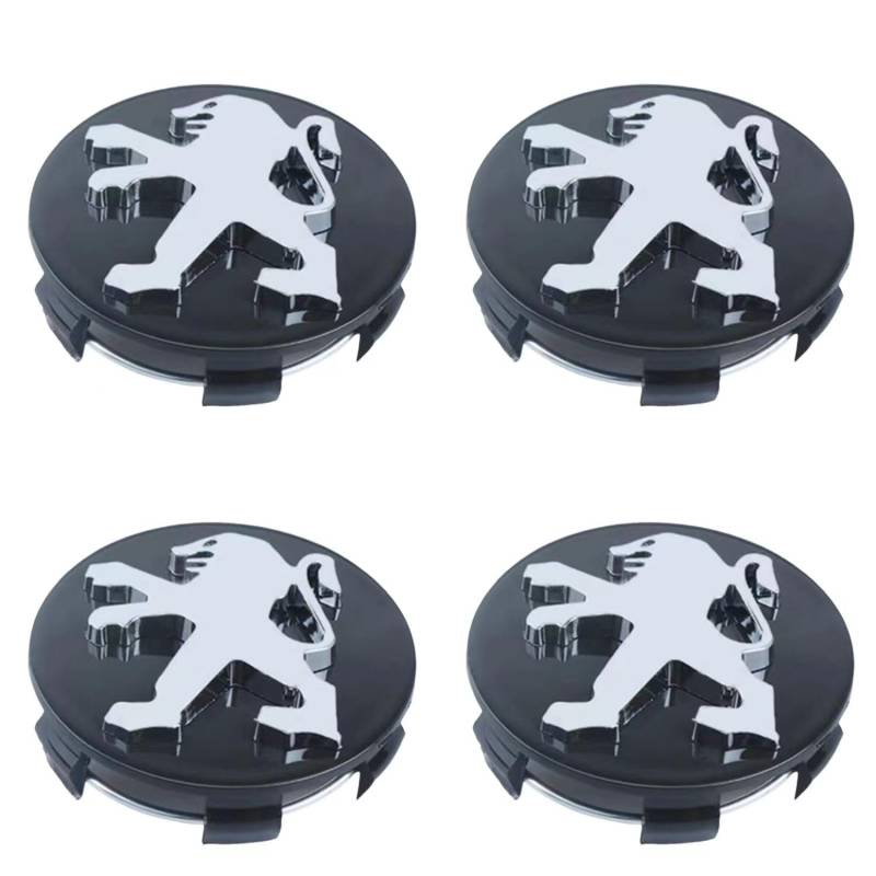 4 Stück Radnabendeckel für Peugeot 207 Berline 2008 2009 2010-2014, Hochwertiges Felgenkappen Auto Radnabendeckel für Auto Ersetzen Nabendeckel,60MM von HJIAMIN
