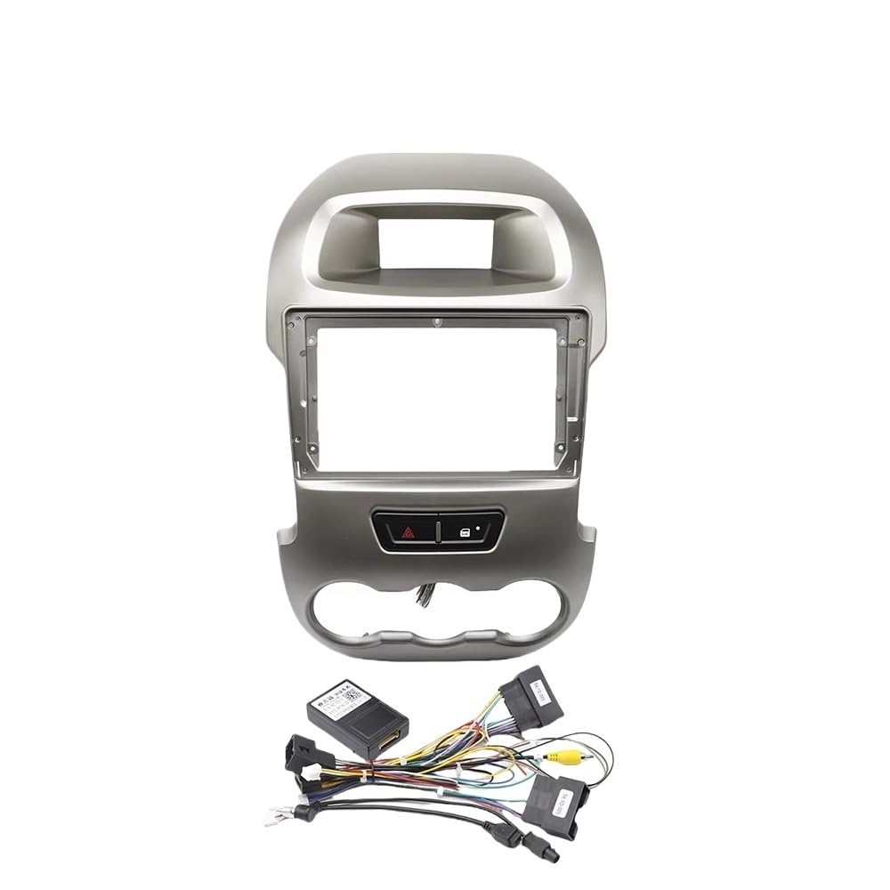 HJLHUIDM Auto-Ersatzteil, 22,9 cm (9 Zoll), Canbus-Box-Decoder, Android-Radio, Audio, Armaturenbrett-Set, kompatibel mit Ranger F250 2011–2015, Auto-Innenraum (silberfarbenes komplettes Set) von HJLHUIDM