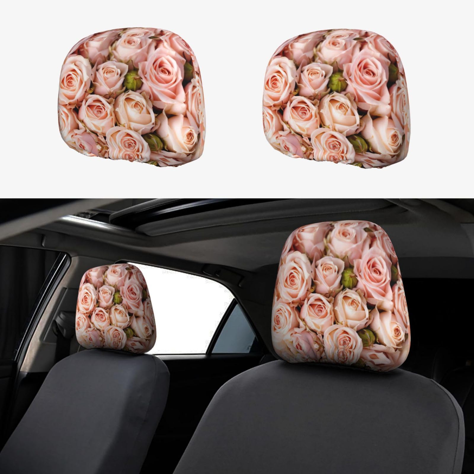 HJLUUFT Rosa Rosen Auto Kopfstützenbezüge 2er Set Polyester Stoff Einfache Installation Ganzjahresschutz Autozubehör HJLUUFT Rosa Rosen Auto Kopfstützenbezüge 2er Set Polyester Stoff Einfache Installation Ganzjahresschutz Autozubehör von HJLUUFT