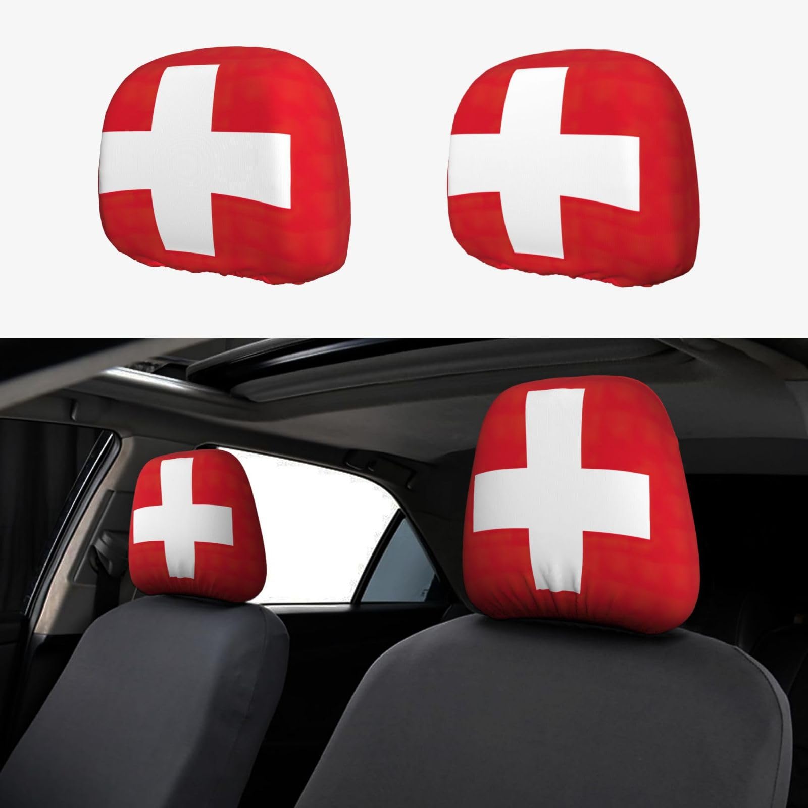 HJLUUFT Universelle Autositzbezüge mit Schweizer Flagge, atmungsaktiv, tragbar, Autozubehör HJLUUFT Universelle Autositzbezüge mit Schweizer Flagge, atmungsaktiv, tragbar, Autozubehör von HJLUUFT