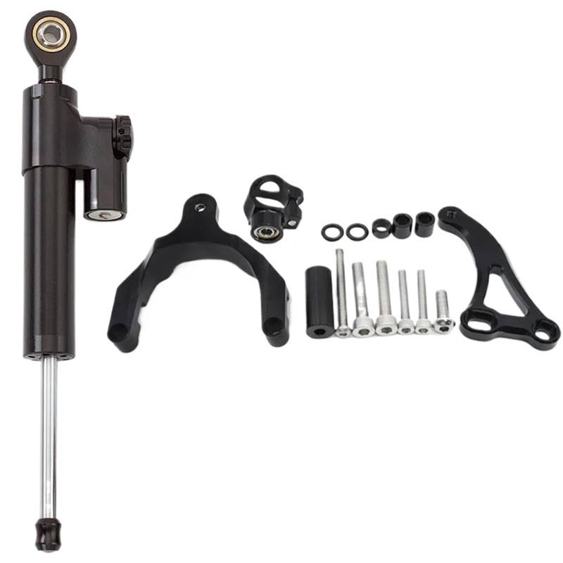 HJTEDHE Motorrad Lenkungsdämpfer FÜR Suzuki FÜR GSXS750 2017-2024 CNC Lenkung Dämpfer Halterung Montieren Unterstützung Motorrad Dämpfer Lenkungsdämpfer Motorrad(Black) von HJTEDHE