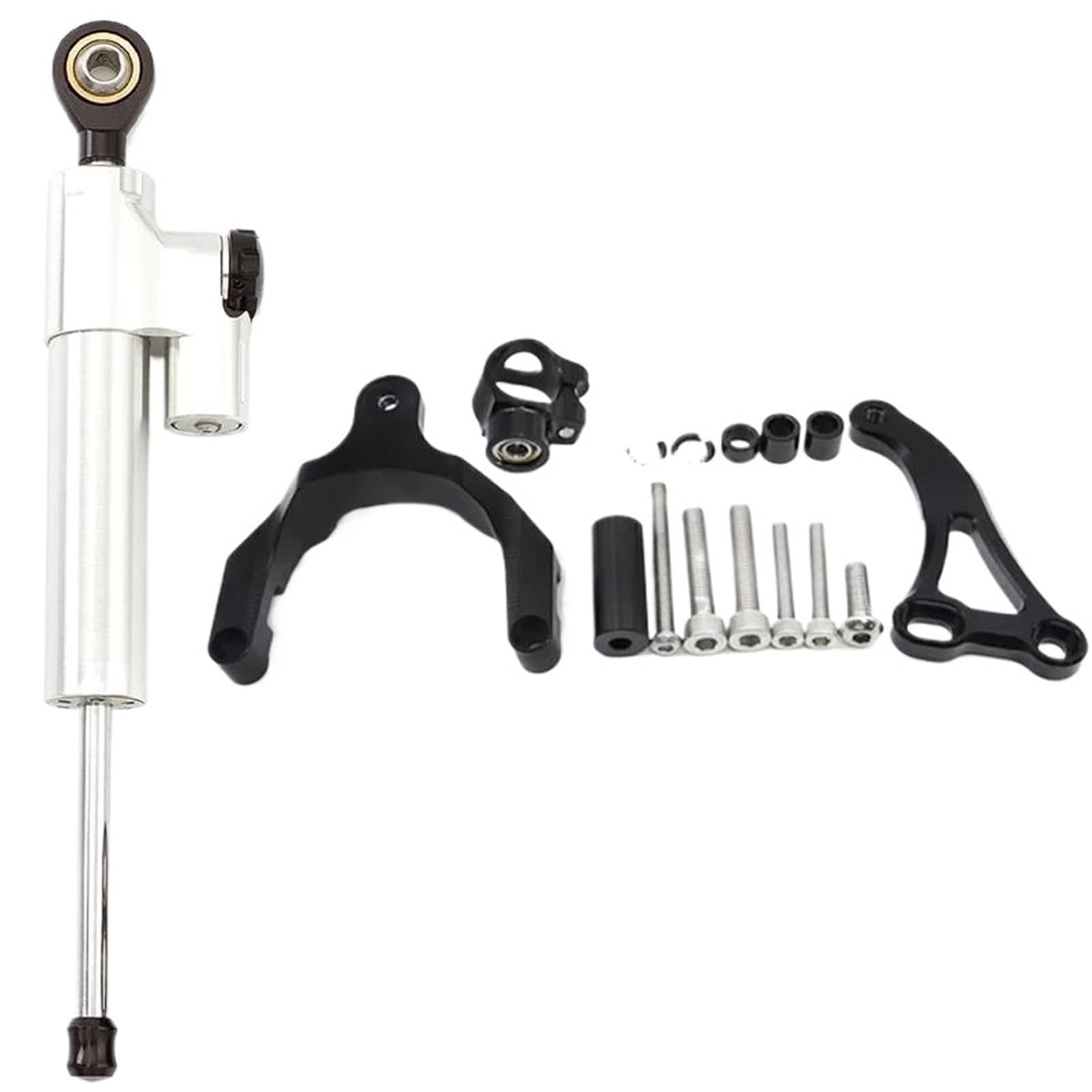 HJTEDHE Motorrad Lenkungsdämpfer FÜR Suzuki FÜR GSXS750 2017-2024 CNC Lenkung Dämpfer Halterung Montieren Unterstützung Motorrad Dämpfer Lenkungsdämpfer Motorrad(Silver) von HJTEDHE