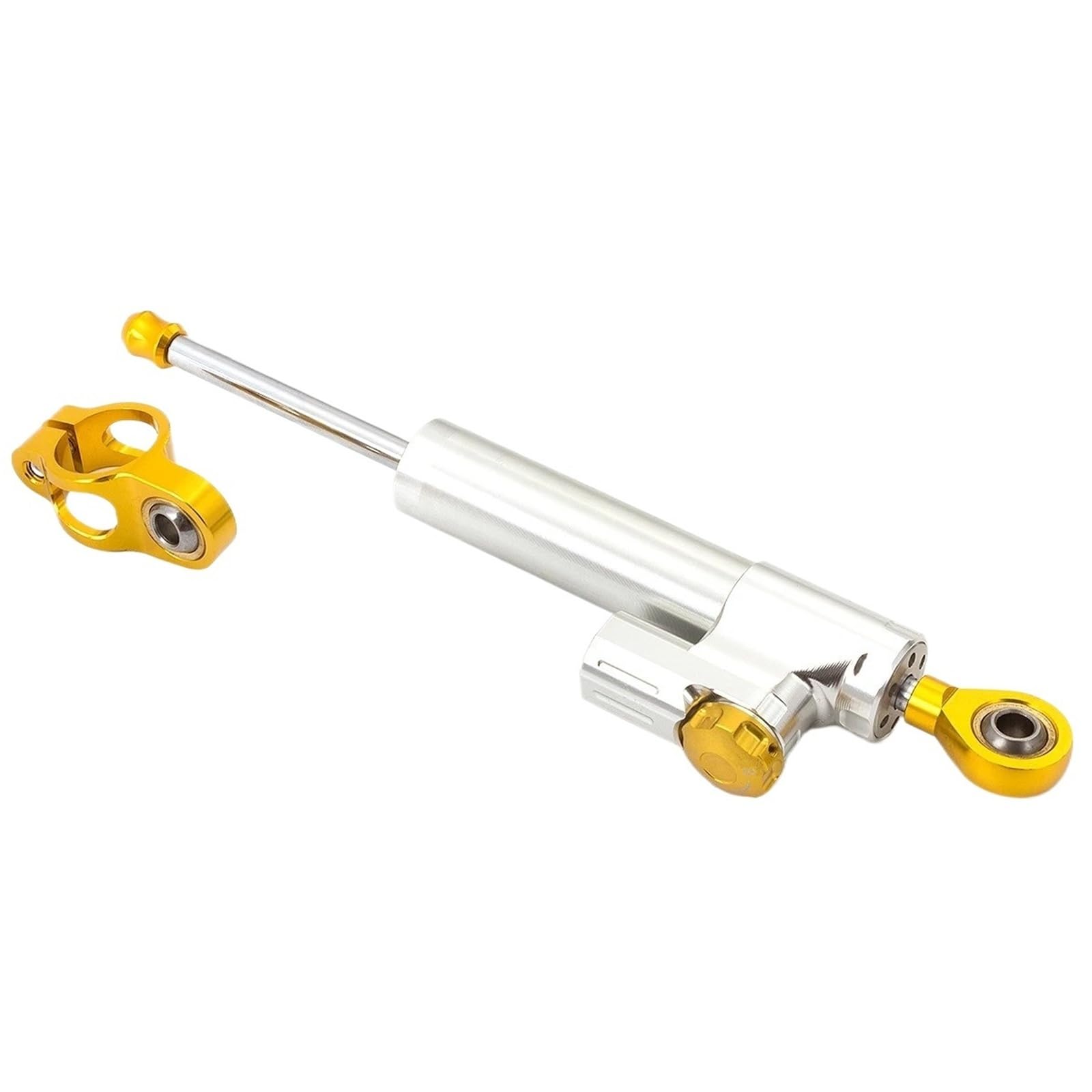 HJTEDHE Motorrad Lenkungsdämpfer Motorrad Stabilisator Puffer Motorrad Einstellbare Lenkung Dämpfer Stabilisator Halterung Kit Universal Lenkungsdämpferstabilisato(Silver-C) von HJTEDHE
