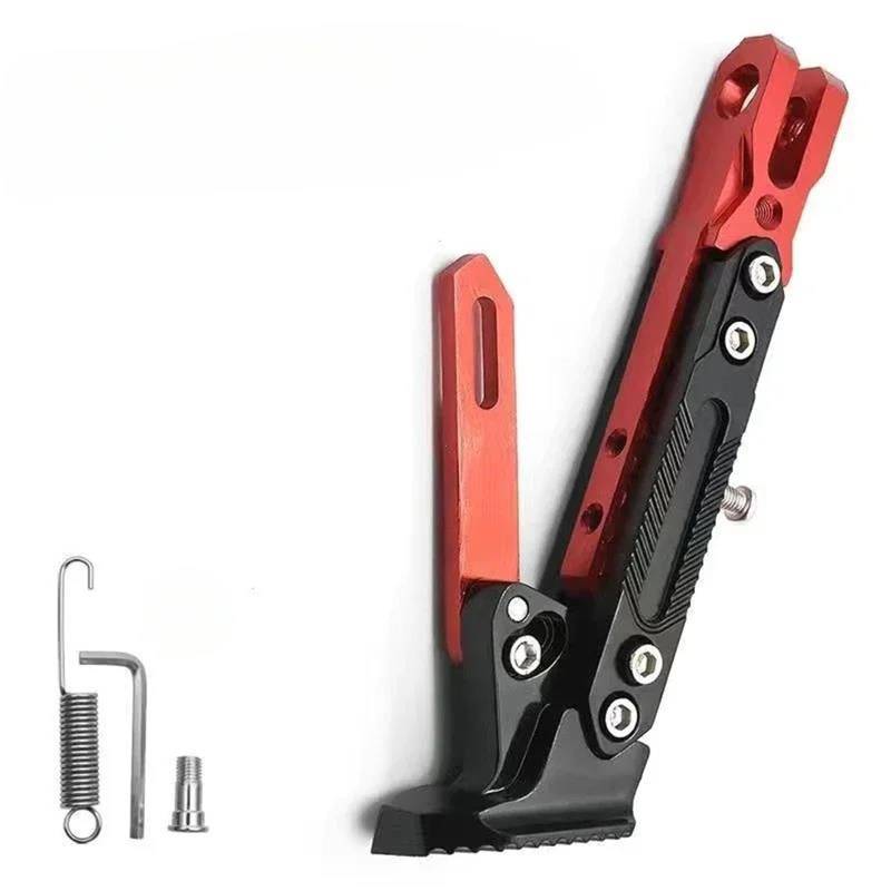 HJTEDHE Motorrad-Sider-Ständer Motorrad-Seitenstütze, Seitenstativ, Aluminiumlegierung, Stützstativ, Verstellbarer Parkständer, Universal Kickstand Ständer(Red) von HJTEDHE