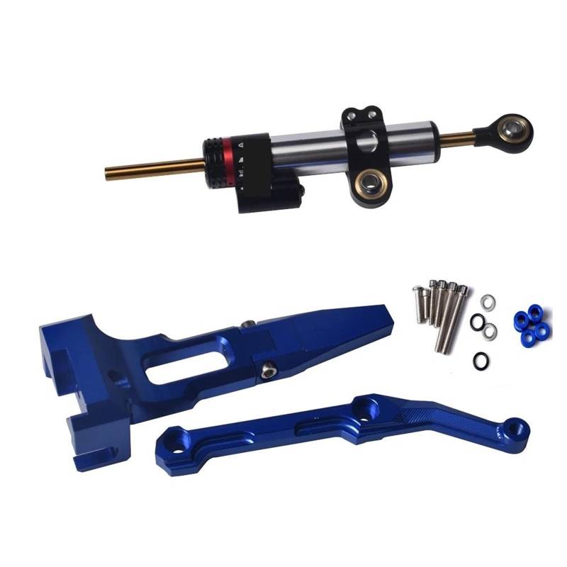 HJTEDHE Stabilisator Motorrad Lenkungsdämpfer Stabilisator & Halterung Mount Silber Farbe Für MT-09 Tracer 9 900GT FJ-09 MT09 Tracer Lenkungs DäMpfer Motorrad(Blue) von HJTEDHE