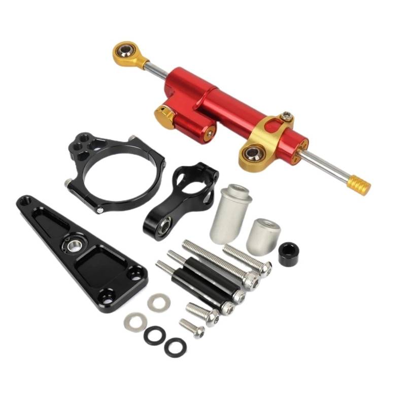 HJTEDHE Steering Damper Motorrad Motorrad-Lenkungsdämpfer, Motorrad-CNC-einstellbare Lenkungsdämpfer-Stabilisatorhalterung Für XADV 750 2017- Für NSS750 2021- Stabilisator Lenkungs DäMpfer(Red-A) von HJTEDHE
