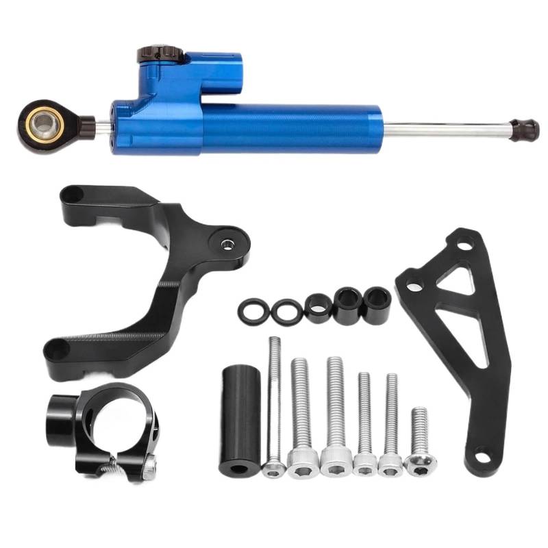 HJTEDHE Steering Damper Motorrad Motorraddämpfer CNC Lenkungsdämpferhalterung Montagesatz Stoßdämpferunterstützung Zubehör FÜR Suzuki Für GSR600 2006-2010 Stabilisator Lenkungs DäMpfer(Blue) von HJTEDHE