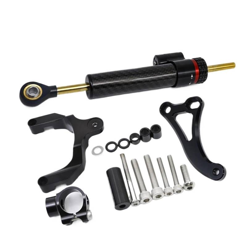 Motorrad Lenkungsdämpfer Motorrad Dämpfer Stabilisator CNC Carbon Lenkung Dämpfer Halterung Montieren Unterstützung FÜR Suzuki FÜR GSXS750 2017 2018 2019 2020 2021 2023 2022 Lenkungsdämpfer Stabilisat von HJTEDHE