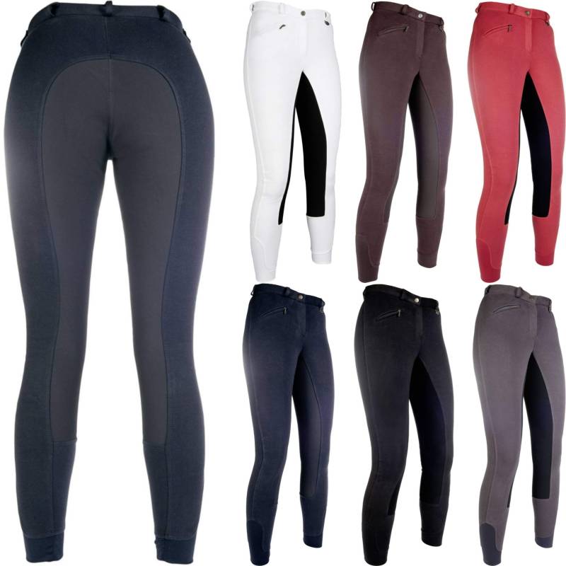 HKM Damen Reithose-Basic Belmtex Grip Easy-3/4 Besatz Hose, Dunkelblau/Dunkelblau, 44 von HKM
