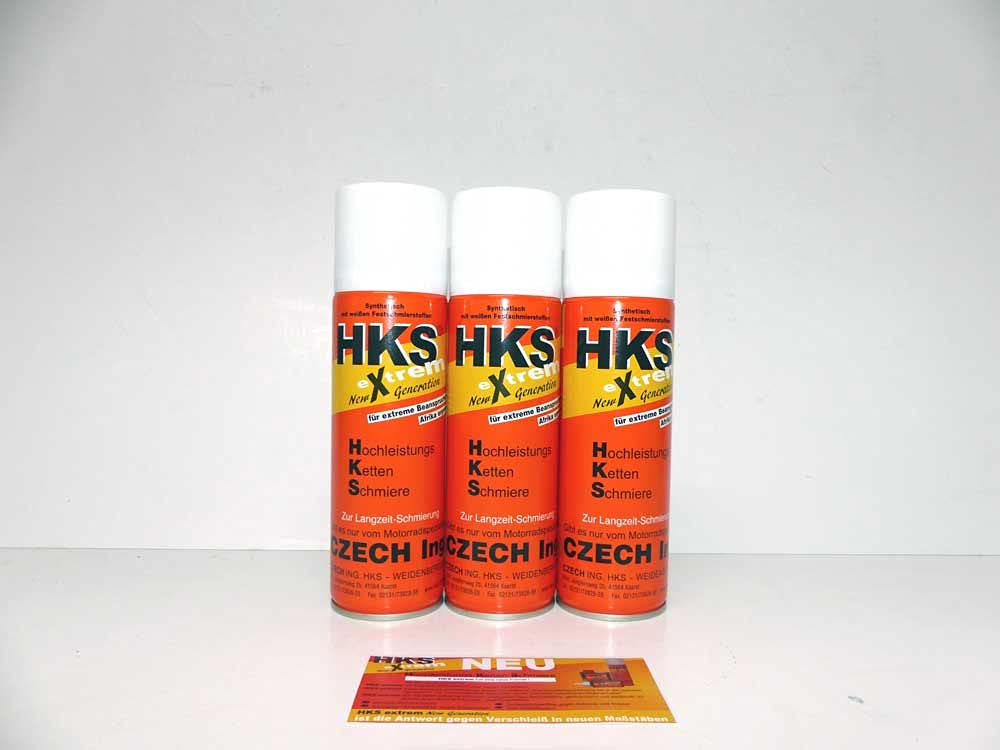 3X HKS Czech EXTREM Kettenschmiere Kettenfett Spraydose 300ml von HKS