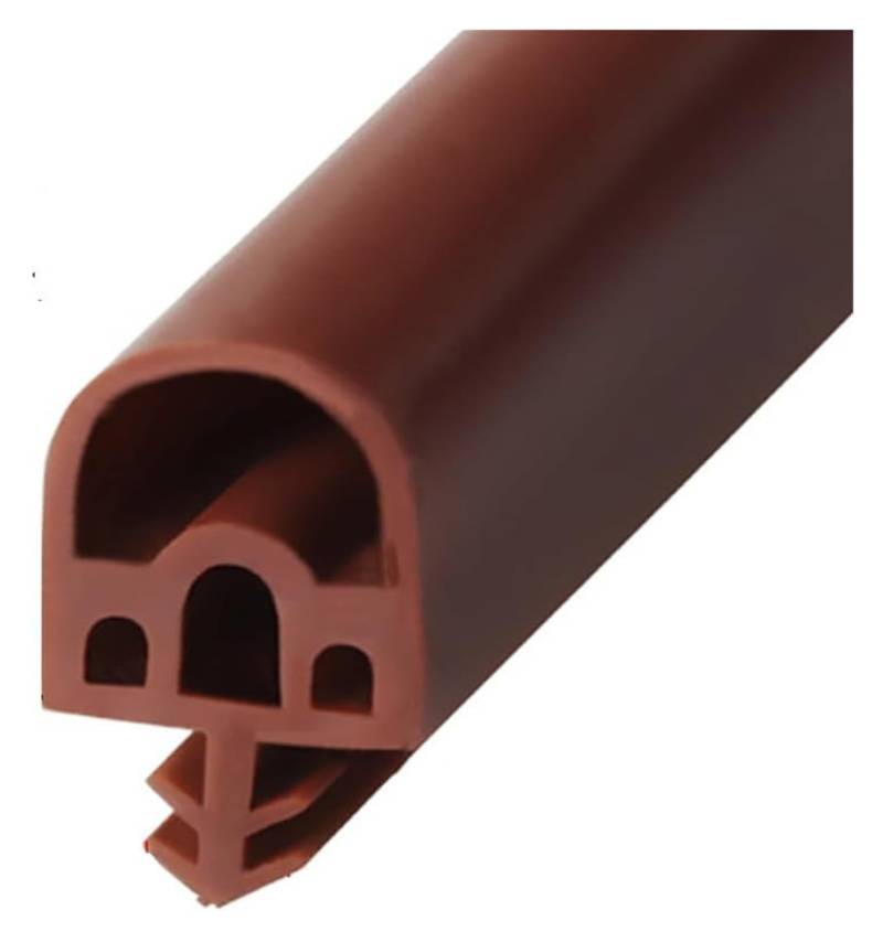 Türdichtungsstreifen aus Silikonkautschuk, D-förmiger Türdichtungsstreifen aus Gummi, Türdichtungsstreifen mit Kartenschlitzen und Schallschutz(Brown,10mm) von HLHLH