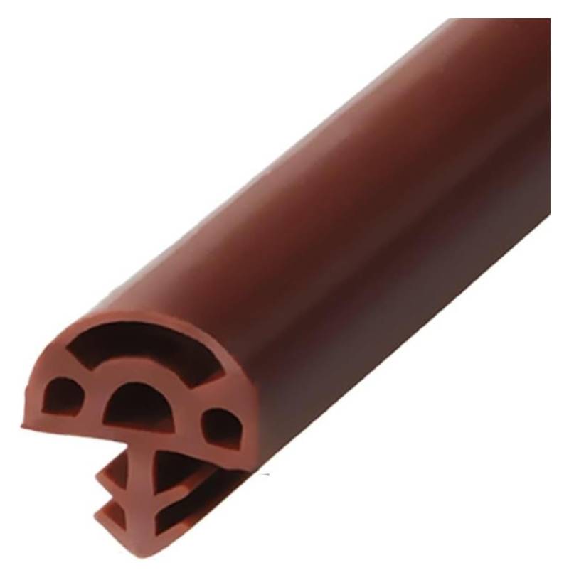 Türdichtungsstreifen aus Silikonkautschuk, D-förmiger Türdichtungsstreifen aus Gummi, Türdichtungsstreifen mit Kartenschlitzen und Schallschutz(Brown,6mm) von HLHLH