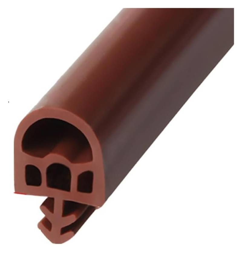 Türdichtungsstreifen aus Silikonkautschuk, D-förmiger Türdichtungsstreifen aus Gummi, Türdichtungsstreifen mit Kartenschlitzen und Schallschutz(Brown,8mm) von HLHLH