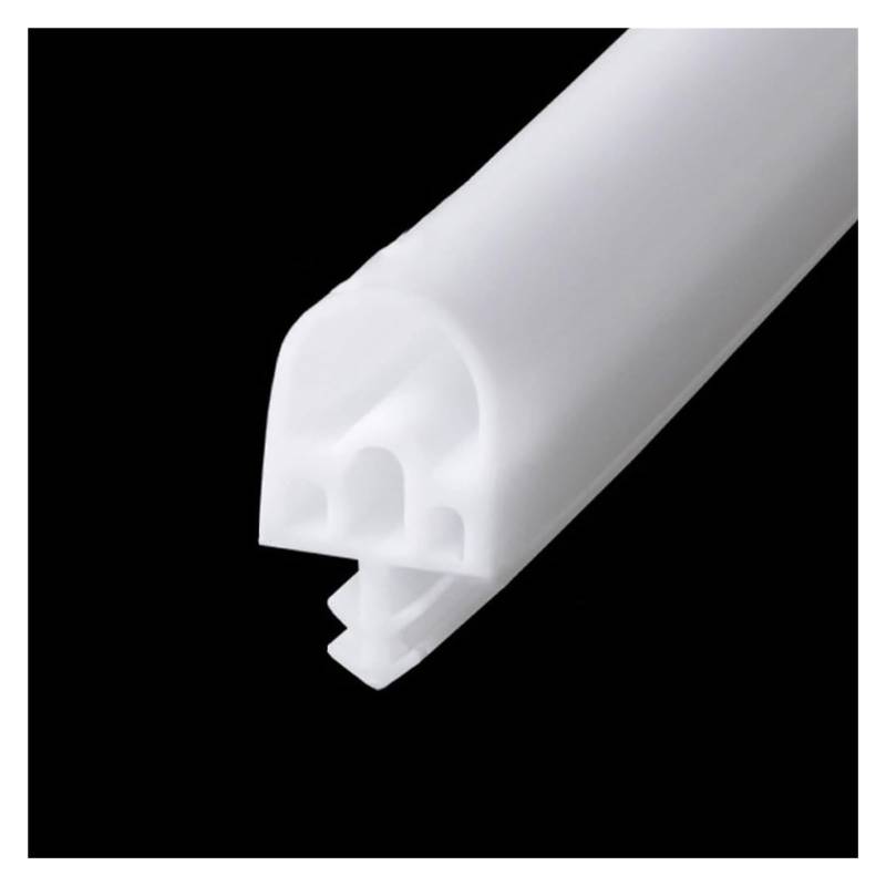 Türdichtungsstreifen aus Silikonkautschuk, D-förmiger Türdichtungsstreifen aus Gummi, Türdichtungsstreifen mit Kartenschlitzen und Schallschutz(White,10mm) von HLHLH