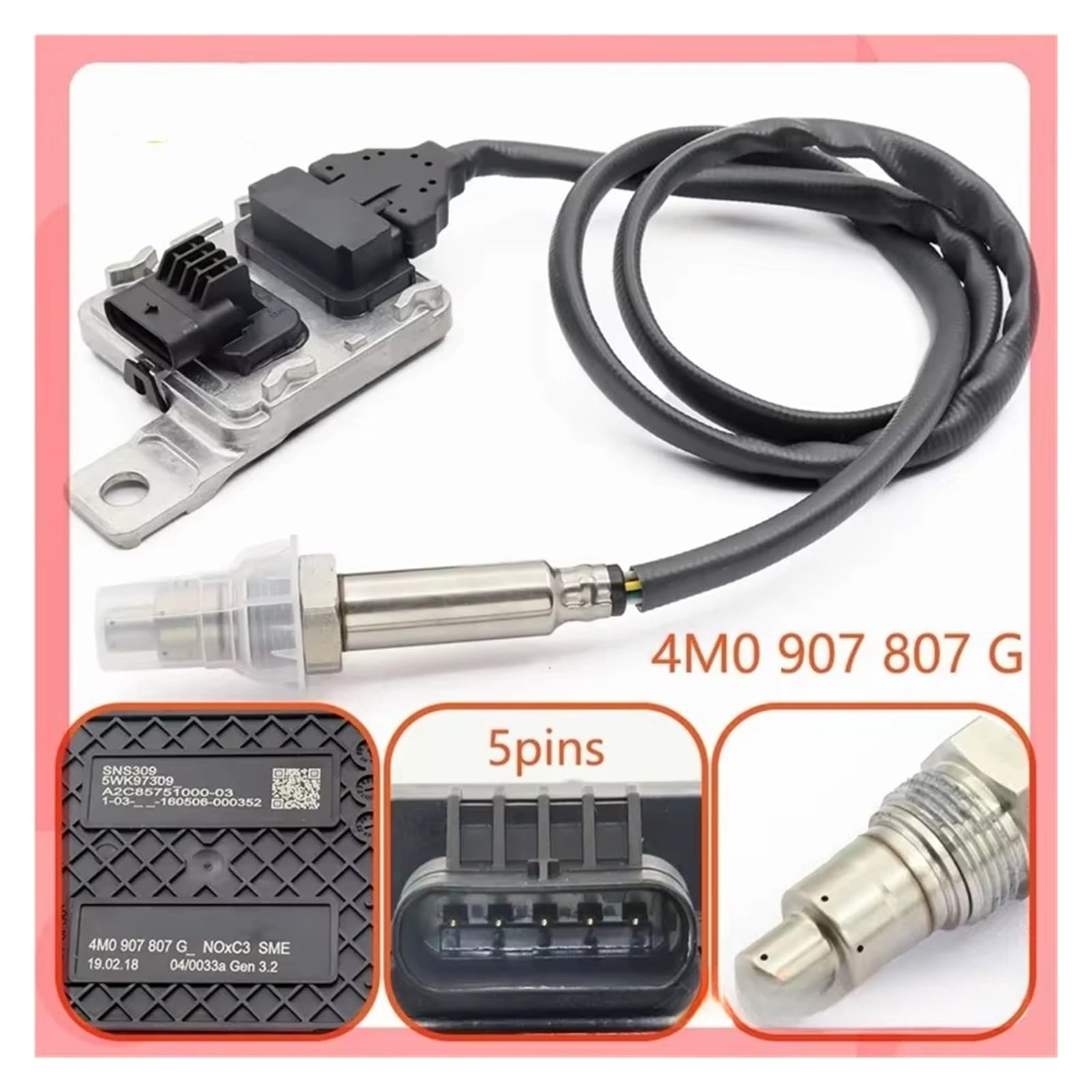 Nox Sensor 4M0907807G Stickstoff NOx Sensor Für VW Für Touareg CR7 3.0/4,0 V8 Für TDI Für 2017-AUF 4M0907807AQ 4M0907807R 4M0907807AK Nox-Sensor Lambdasonde(Only The Probe) von HLJNLVBN