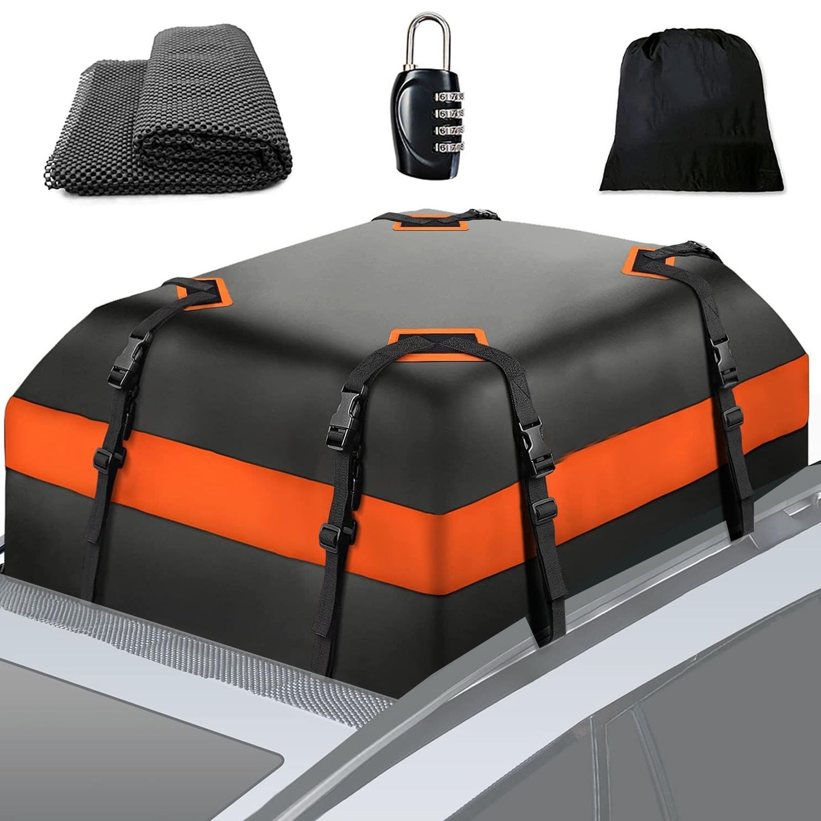 Dachbox Auto für Renault Megane CAPTUR KAPTUR CLIO E-TECH, Faltbare Dachkoffer mit Anti-Rutsch-Matte, für Frachtgepäck, Reisen und Gepäcktransport,A/15cubic feet(112 * 86 * 43) von HLTTXS