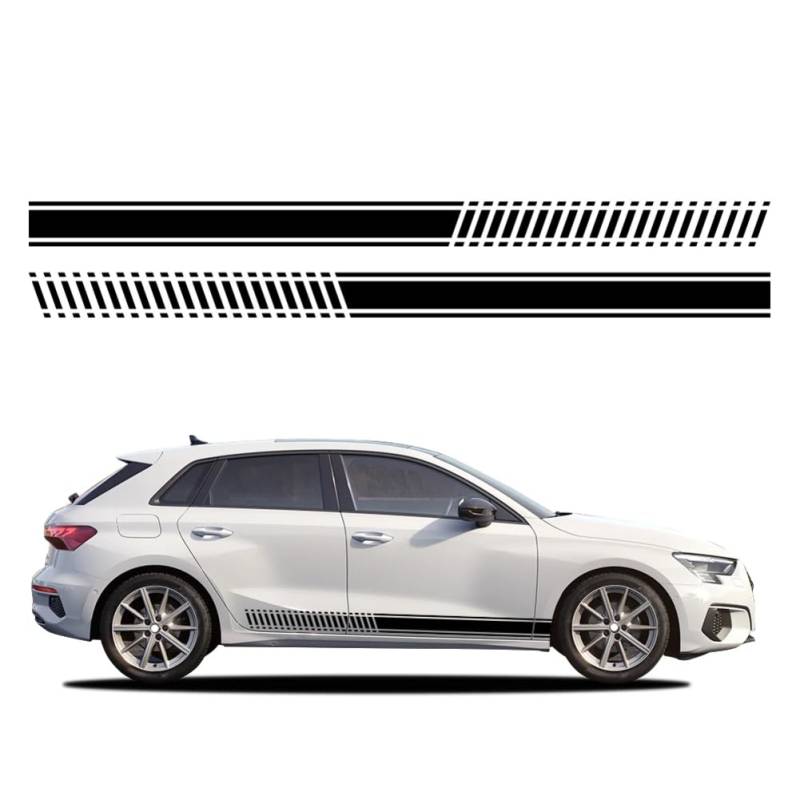 2 STÜCKE Auto-Rennstreifen-Aufkleber Seitenschweller-Aufkleber Dekor Vinyl-Grafikzubehör, Für A=UDI A3 8V 8P 8Y S3 RS3 Limousine Sportback von HMLZSJ