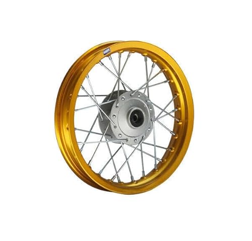 HMParts Alu Felge 12 Zoll vorne Eloxiert Geeignet für fast alle Modelle mit 12 mm Achse Dirt Bike, Pit Bike, XMOTOS, MotoCross (Gold) von HMParts