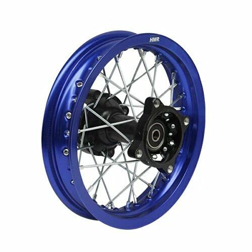 HMParts Alu Felge 14 Zoll hinten Blau Eloxiert Typ 2 Geeignet für fast alle Modelle mit 15 mm Achse Dirt Bike, Pit Bike, XMOTOS, MotoCross (Blau) von HMParts
