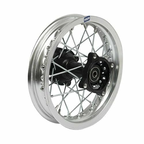 HMParts Alu Felge 14 Zoll hinten Silber Eloxiert Typ 2 Geeignet für fast alle Modelle mit 12 mm Achse Dirt Bike, Pit Bike, XMOTOS, MotoCross (Silber) von HMParts