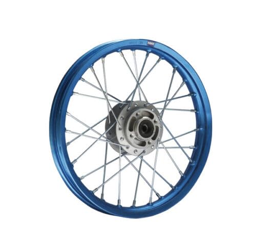HMParts Alu Felge 14 Zoll vorne Eloxiert Geeignet für fast alle Modelle mit 12 mm Achse Dirt Bike, Pit Bike, XMOTOS, MotoCross (Blau) von HMParts