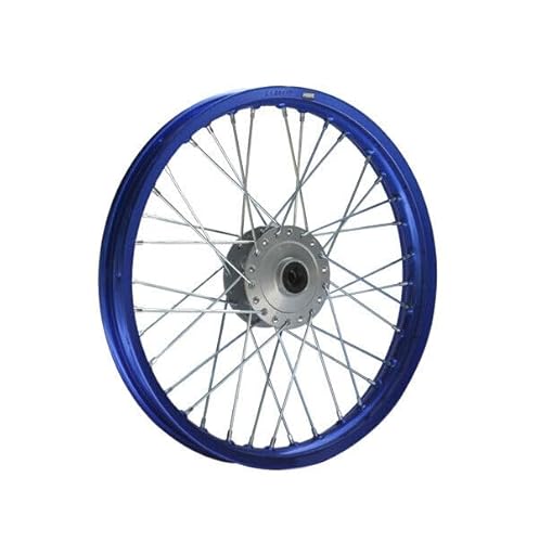 HMParts Alu Felge 17 Zoll vorne Blau Eloxiert Geeignet für fast alle Modelle mit 12 mm Achse Dirt Bike, Pit Bike, XMOTOS, MotoCross (Blau) von HMParts