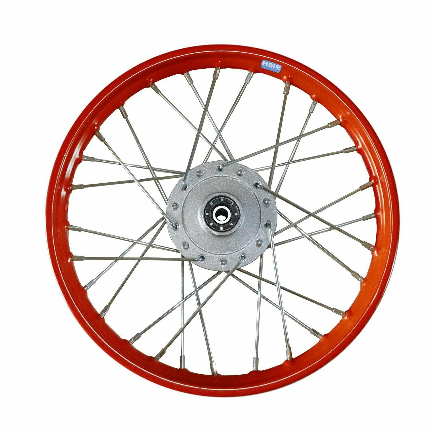 HMParts Stahl Felge 14 Zoll vorne Rot Geeignet für fast alle Modelle mit 12 mm Achse Dirt Bike, Pit Bike, XMOTOS, MotoCross (Rot) von HMParts