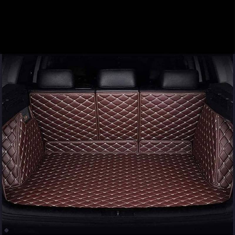 HNJDM Auto Leder Kofferraummatten für Hyundai Kona SX2 EV Electric 2024 2025,Vollabdeckung Antirutsch Wasserdicht Kofferraumwanne Schutzmatte Interieur Teppiche Zubehör,Brown von HNJDM