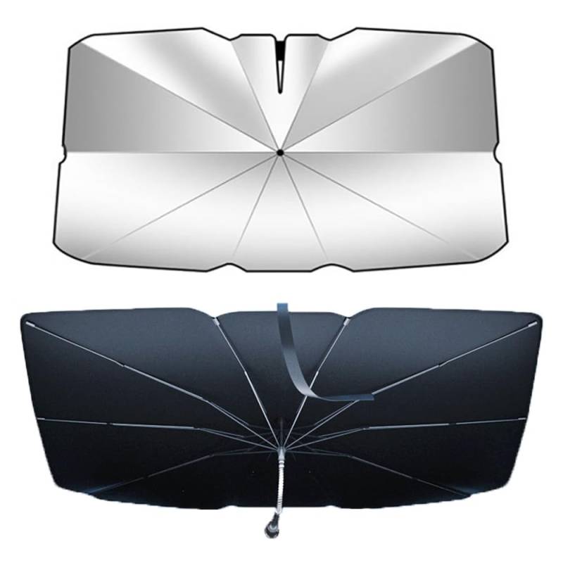 Klappbarer Autosonnenschirm für Renault Megane/Megane R.S/E-TECH IV III II I Mk 4 3 2 1, UV Schutz Einfache Lagerung Auto Sonnenschirm mit gebogenem Griff,XXL (150 * 85cm) von HNZZT