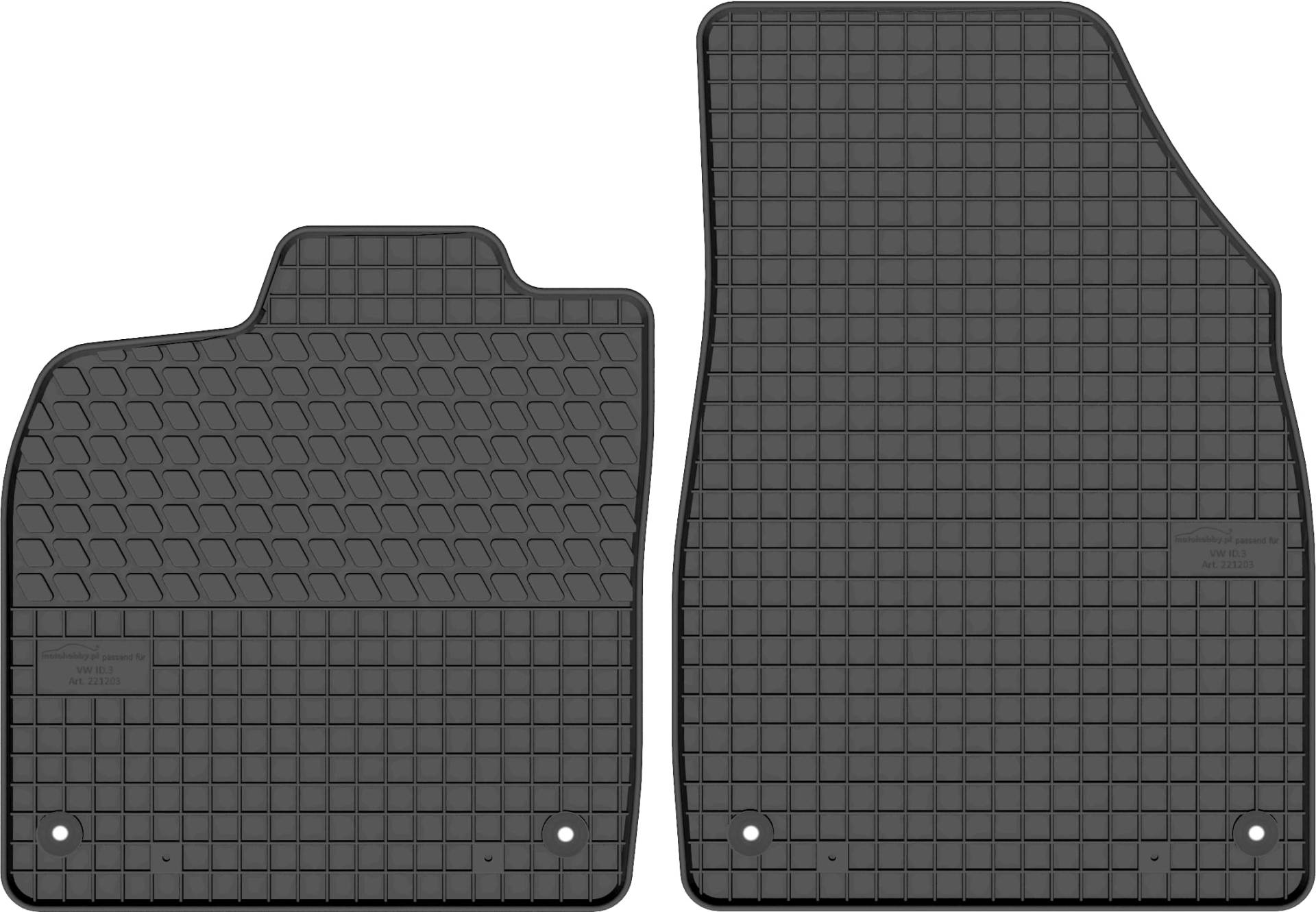 Vorne Gummi Fußmatten Gummimatten Satz für Volkswagen ID.3 von HOBBYCAR