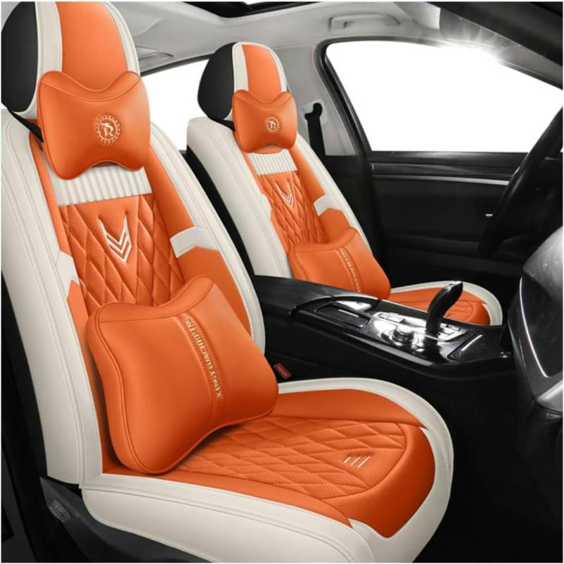 HOBIVA Sitzbezüge Auto Autositzbezüge Universal Set für Mazda Alle Modelle Mazda 3 5 6 8 CX-5 CX-7 MX-5 CX-9 CX-4 Auto Zubehör,Orange Luxus von HOBIVA