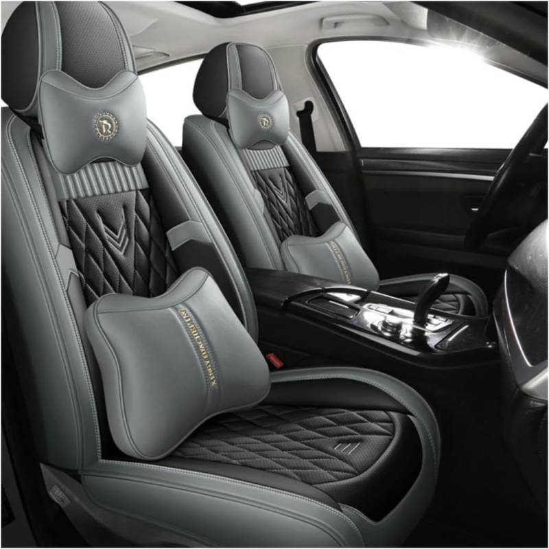 HOBIVA Sitzbezüge Auto Autositzbezüge Universal Set für Mercedes Benz GLK 350 GLK 250 GLK 300 GLK 220 GLB Auto Zubehör,Grauer Luxus von HOBIVA