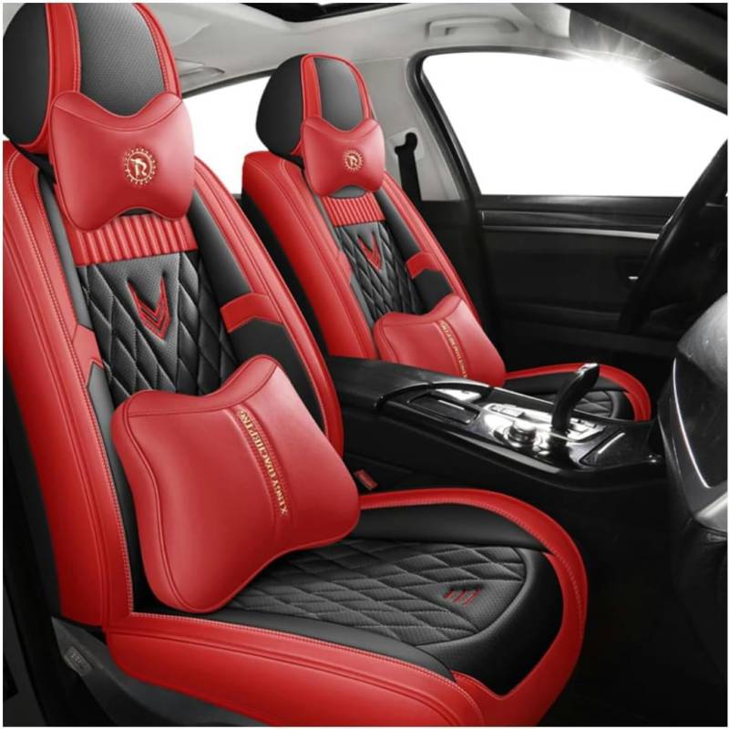 HOBIVA Sitzbezüge Auto Autositzbezüge Universal Set für Renault ARKANA Kangoo Sport RS 01 Wind Alaskan Zoe Trafic TREZOR Taliant Fluence Auto Zubehör,Schwarz-Rot-Luxus von HOBIVA