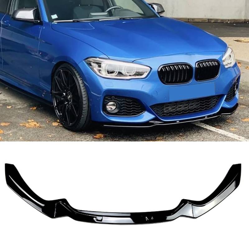 Auto Frontstoßstange Lippe Splitter Spoiler Diffusor für BMW 1er F20 F21 M-Pack 118i 118d 120i 120d M135i M140i 2015-2019, 3 Stück/Set ABS-Kunststoff,Gloss Black von HOCAH