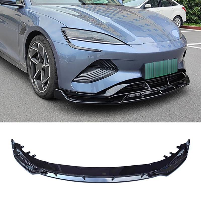 Auto Frontstoßstange Lippe Splitter Spoiler Diffusor für BYD Seal 2022 2023, 3 Stück/Set ABS-Kunststoff Außenzubehör,Glossy Black von HOCAH