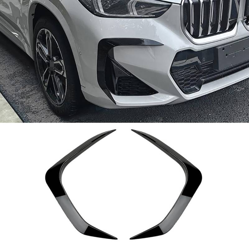 Auto Frontstoßstange Splitter Spoiler Nebelscheinwerfer Kühlergrill Entlüftung Abdeckung für BMW X1 U11 M Sport 2023 2024 ABS Außen Zubehör,Glossy Black von HOCAH