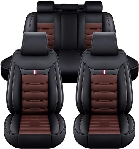 Full Set Auto Sitzbezüge für Hyundai Kona 1.6 Hybrid, Airbag kompatibel, wasserdicht, komplett vorne und hinten Schonbezüge,Black_Coffee von HOCAH