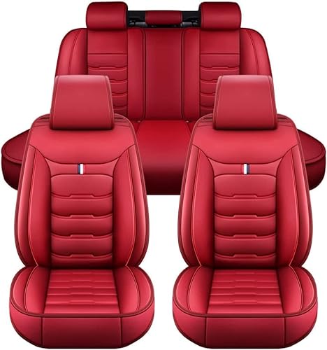 Full Set Auto Sitzbezüge für VW Tiguan (2008-2010),5-Sitzer Luxus Full Set PU Leder Auto Sitzbezüge, Allwetter Vorne und Hinten Wasserdicht Autozubehör,Red von HOCAH