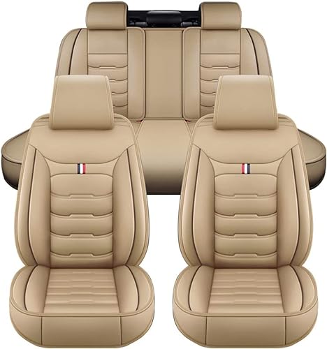 HOCAH Full Set Auto Sitzbezüge für Hyundai IONIQ5 Electric Drive 160 kW, Airbag kompatibel, wasserdicht, komplett vorne und hinten Schonbezüge,Beige von HOCAH