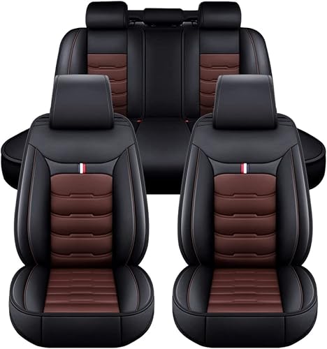 HOCAH Full Set Auto Sitzbezüge für Hyundai Santa Fe (2006-2009), Airbag kompatibel, wasserdicht, komplett vorne und hinten Schonbezüge,Black_Coffee von HOCAH
