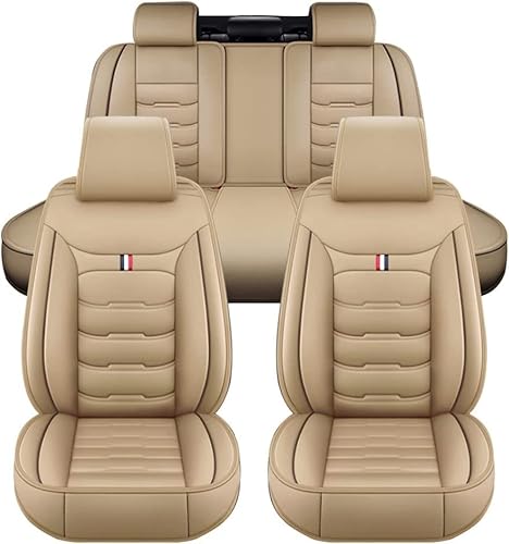 HOCAH Full Set Auto Sitzbezüge für Hyundai Staria, Airbag kompatibel, wasserdicht, komplett vorne und hinten Schonbezüge,Beige von HOCAH