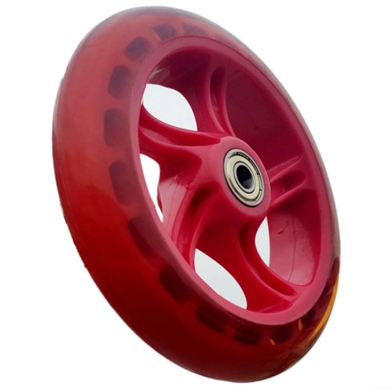 HOHOVYVY 6 Zoll Scooter Ersatzrad PU Material 145MM Durchmesser Mit Lager Für Rollstuhl(Red transparent) von HOHOVYVY