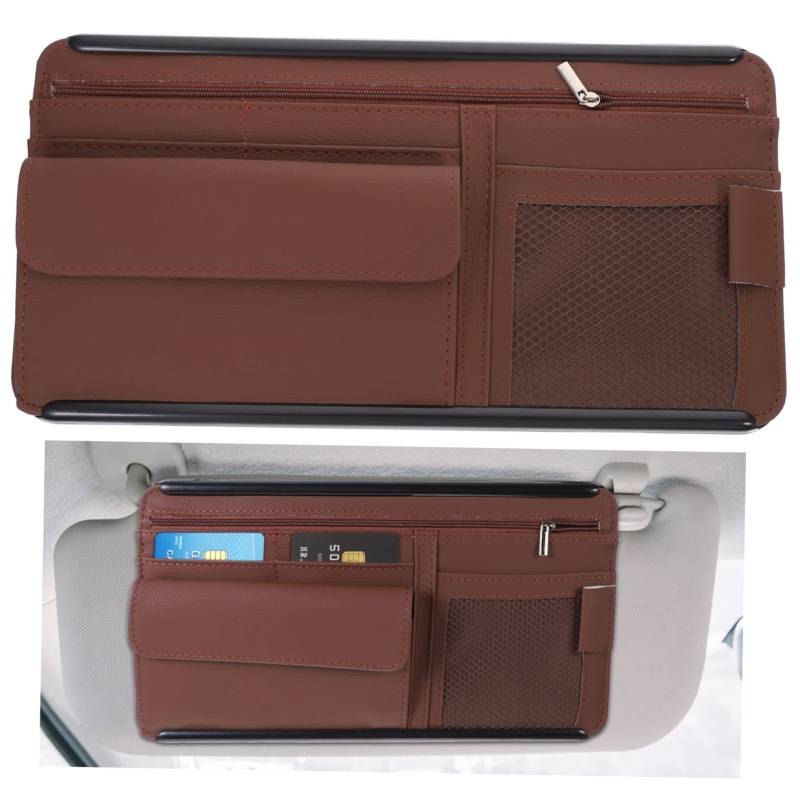 HOLIDYOYO Auto Visor Organizer mit Brillenhalterung Multifunktionaler Sonnenschutz Aufbewahrungstasche für Karten Sonnenbrillen und Mehr für Fahrzeugmodelle von HOLIDYOYO
