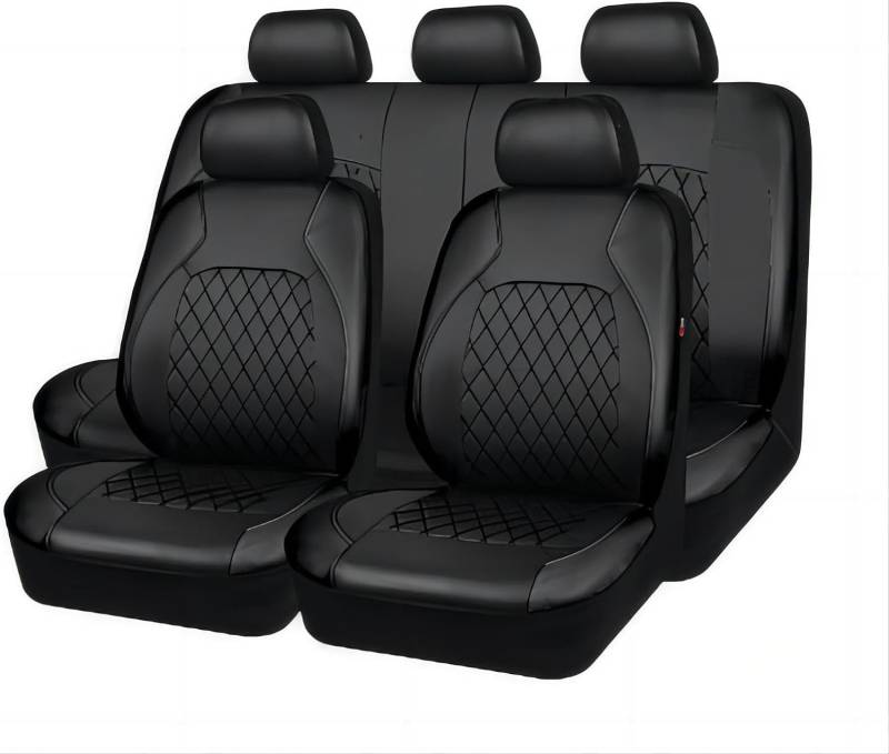HOLIV 9 Stück Auto Leder Sitzbezüge für Volvo V60 (2017-2019), Auto Schonbezug Full Set Komfortables Auto Innenraum Zubehör,B-Black von HOLIV