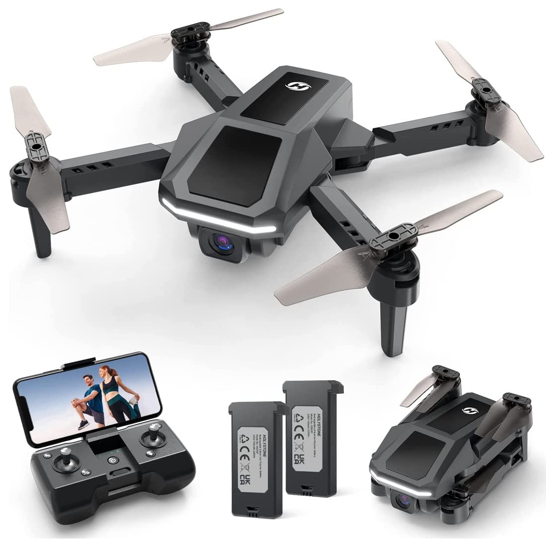 Holy Stone Faltbare Mini Drohne mit Kamera 1080P für Kinder, RC Quadrocopter HS430 mit FPV Übertragung, Lange Flugzeit, Höhenhaltung, Werfen&GO, 3D Flip Kameradrohne komplettset Geschenke für Anfänger von HOLY STONE