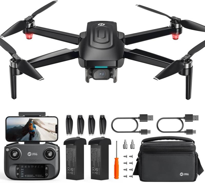 Holy Stone GPS Drohne mit Kamera 4K EIS für Erwachsene, HS175G RC Quadrocopter mit 60 Min, Lang Flugzeit, Follow Me, Bürstenloser Motor, Kreisflug, Flugbahn Kameradrohnen für Anfänger unter 249g, C0 von HOLY STONE