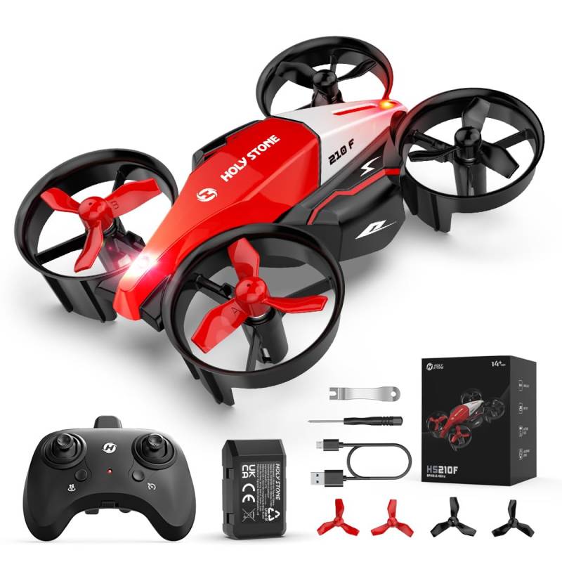 Holy Stone HS210F Mini Drohne für Kinder, 2 in 1 RC Quadrocopter mit Landmodus and Flugmodus, One Key Start Höhenhaltung, 3D Flips, Headless Modus Spielzeug Geschenke für Jungen,C0 (Rot) von HOLY STONE